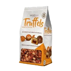 BOMBONES CON CARAMELO Y CHOCOLATE TRUTTELS 120 Grs. (NARANJO)