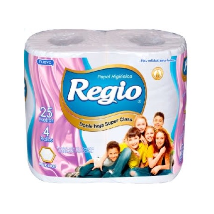 PAPEL HIGIENICO SUPER CLASS DOBLE HOJA X4 25 Mts. REGIO