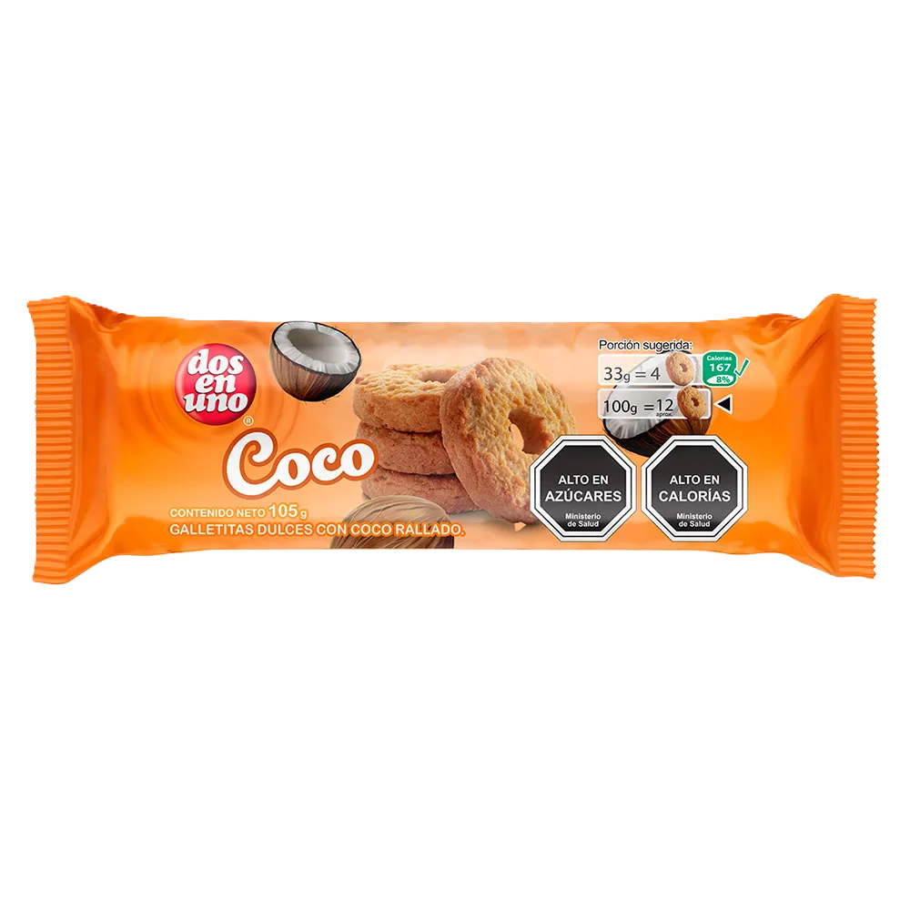 GALLETA DULCE COCO DOS EN UNO 105 Grs.