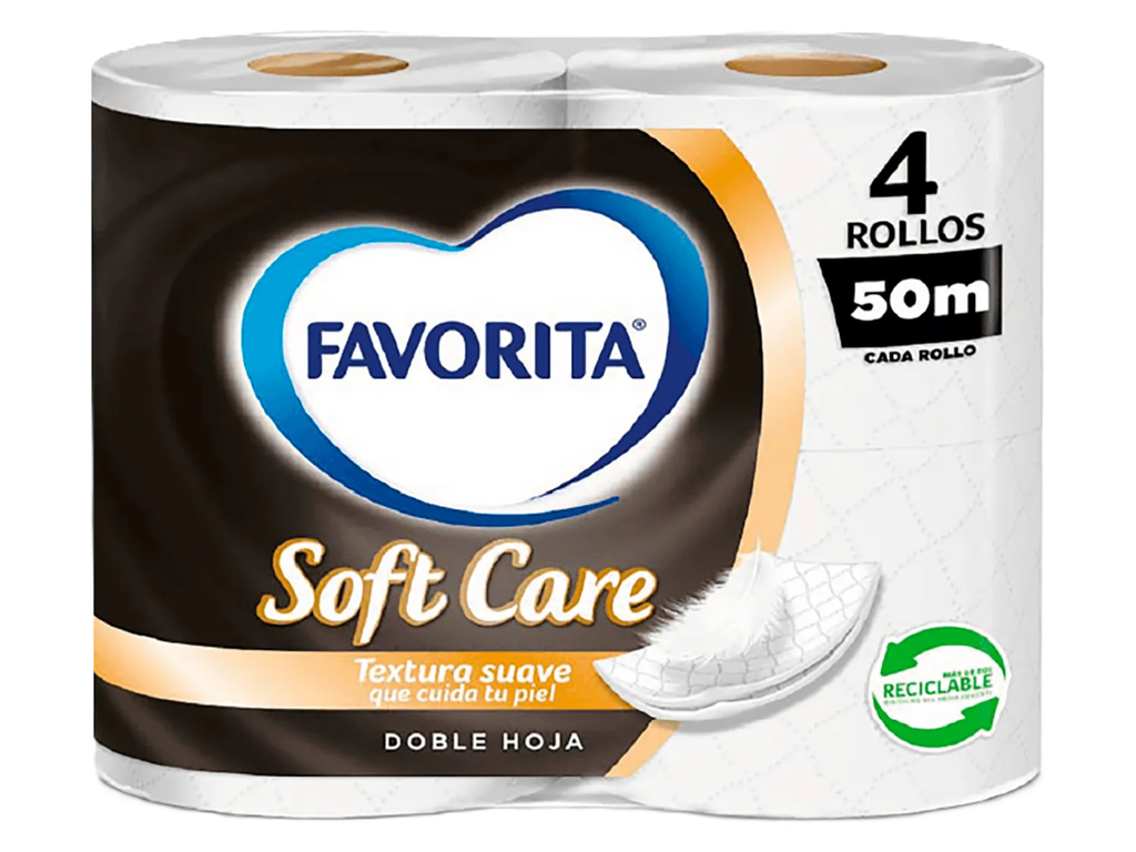PAPEL HIGIENICO SOFTCARE 50 MTS. FAVORITA 4 Unidades