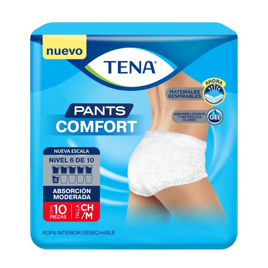 ROPA INTERIOR PANTS COMFORT TALLA M TENA 10 Unidades