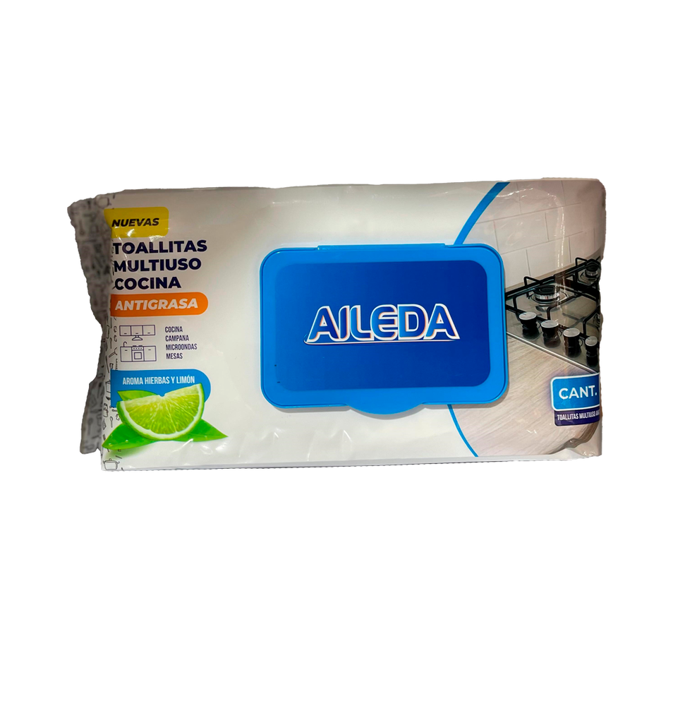TOALLITAS HUMEDAS ANTIGRASA PARA COCINA AILEDA 50 Unidades