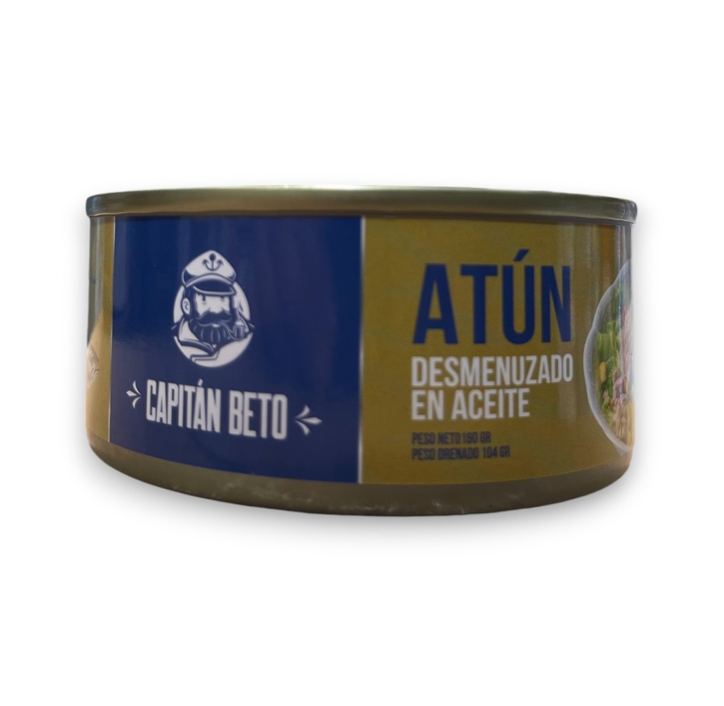 ATUN LATA ACEITE DESMENUZADO CAPITAN BETO 160 Grs.
