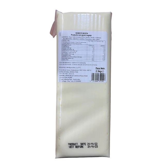 MOZZARELLA VEGETAL BARRA 2,5 Kgs