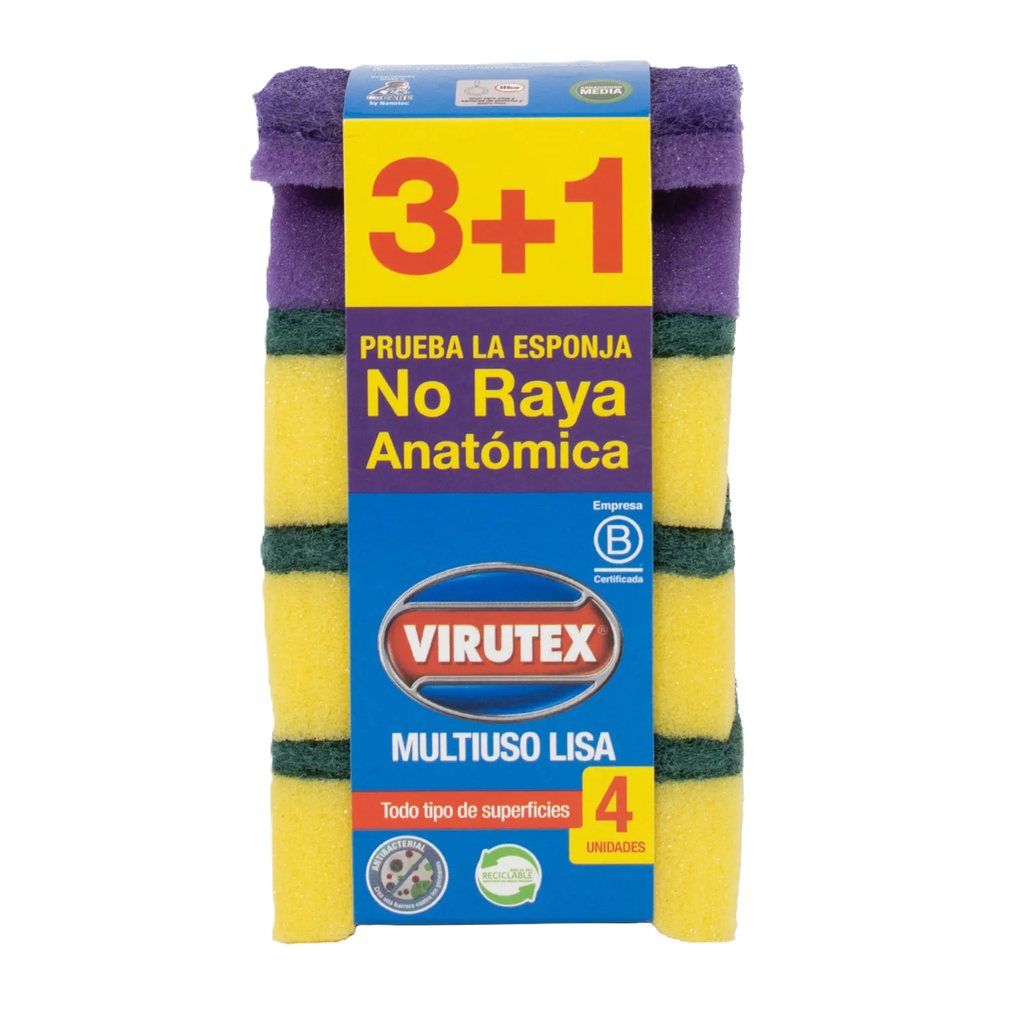 ESPONJA LISA X 4 CLASICA VIRUTEX