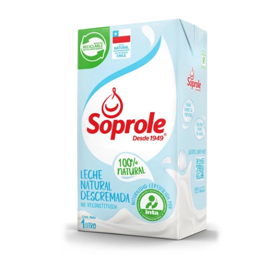 LECHE NATURAL DESCREMADA SOPROLE 1 Litro