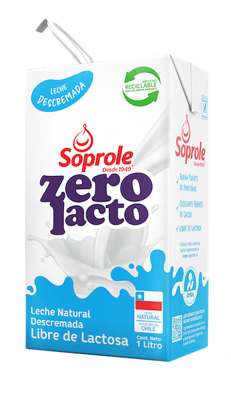 LECHE BLANCA ZEROLACTO DESCREMADA SOPROLE 1 Litro