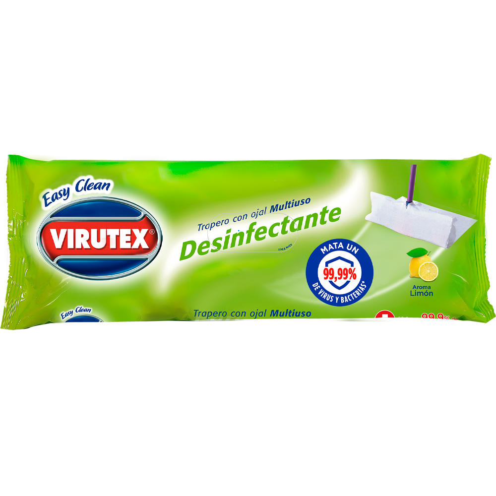 PAÑO TRAPERO MULTIUSO DESINFECTANTE LIMON C/OJAL VIRUTEX 10 Unidades