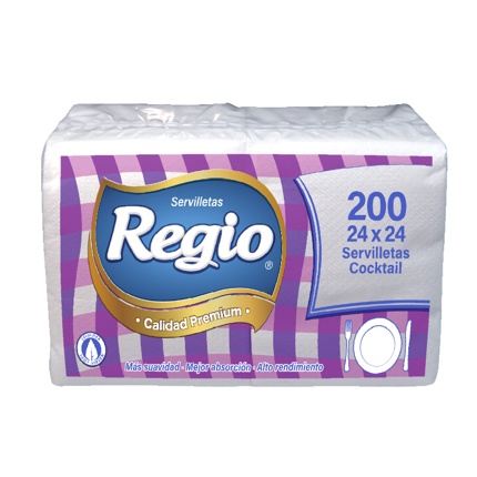 SERVILLETA DE PAPEL COCTEL REGIO 200 Unidades