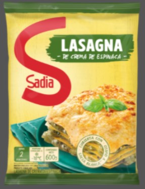 LASAGNA CREMA ESPINACA SADIA 600 Grs.