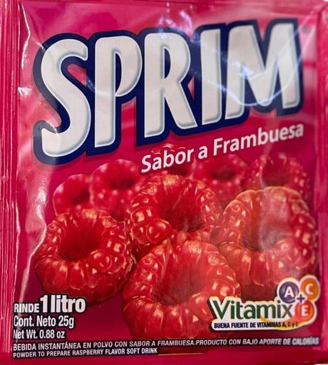 JUGO EN POLVO SABOR FRAMBUESA SPRIM 25 Grs.