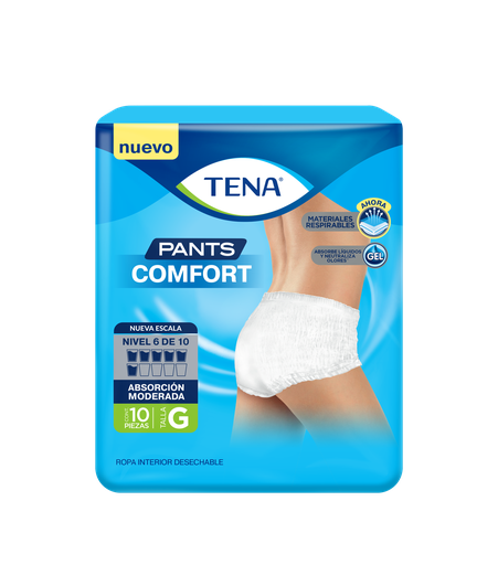 ROPA INTERIOR PANTS COMFORT TALLA L TENA 10 Unidades