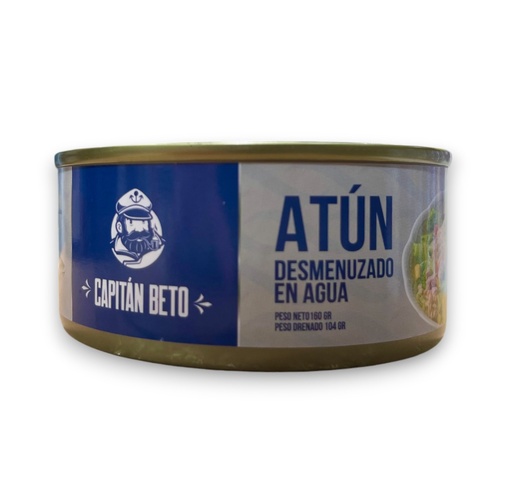 ATUN LATA AGUA DESMENUZADO CAPITAN BETO 160 Grs.