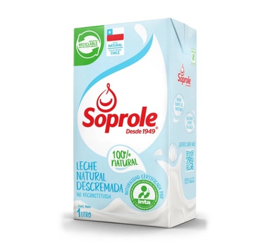 LECHE NATURAL DESCREMADA SOPROLE 1 Litro